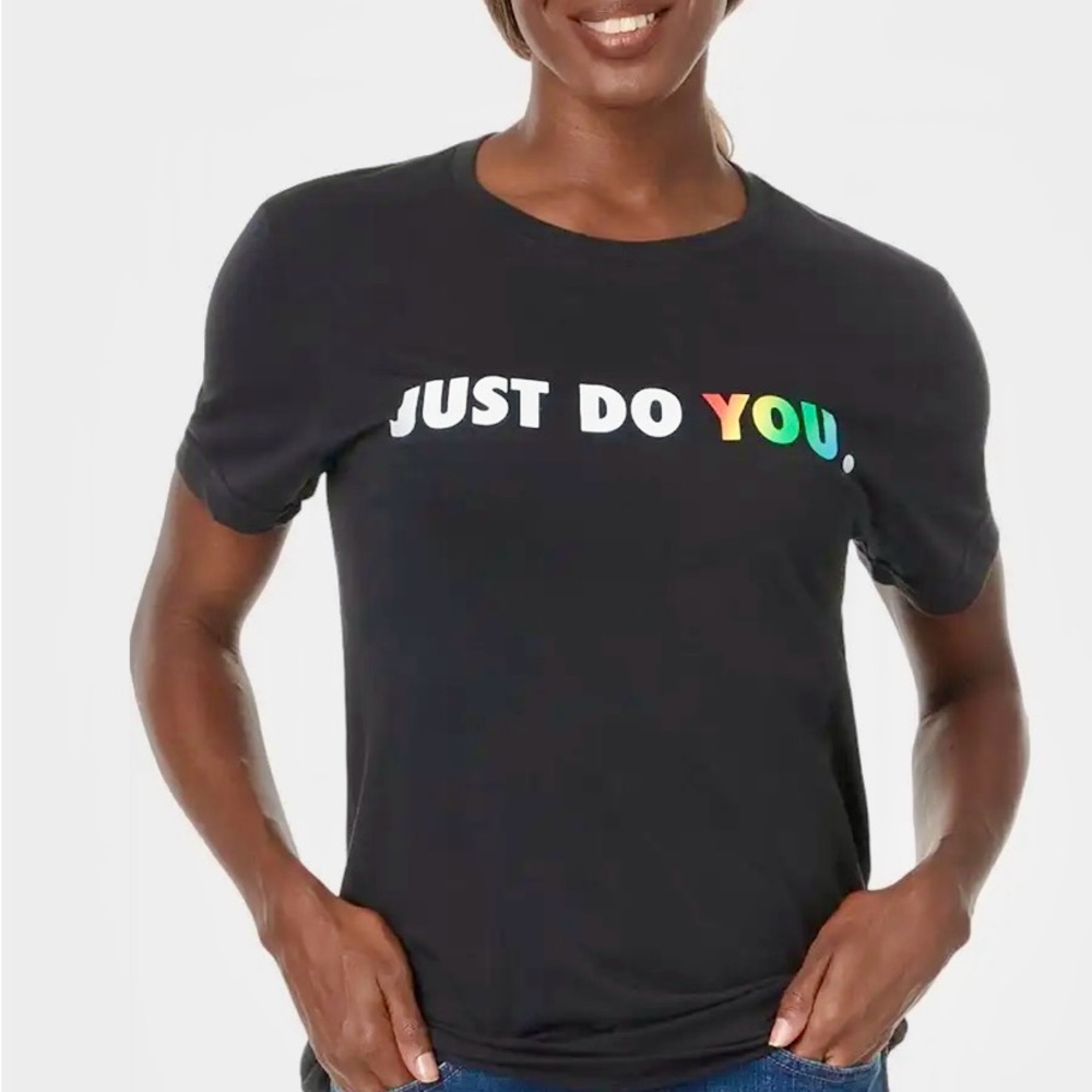 The Phluid Project Black Tee with Rainbow Text